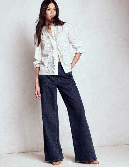 High Rise Clean Wide Jeans-Dark Vintage-1