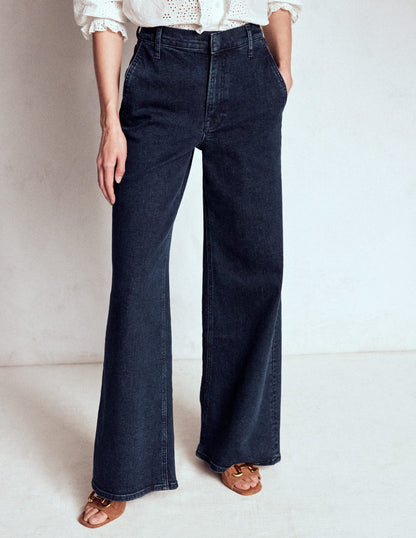 High Rise Clean Wide Jeans-Dark Vintage-4