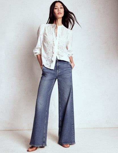 High Rise Clean Wide Jeans-Mid Vintage-1