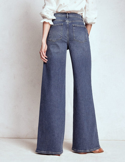 High Rise Clean Wide Jeans-Mid Vintage-3