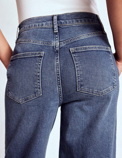 High Rise Clean Wide Jeans-Mid Vintage-8