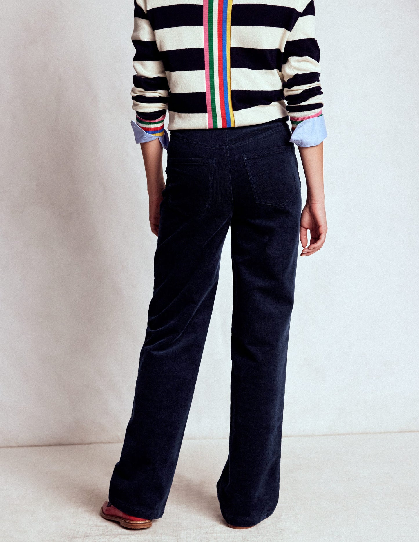 5-Pocket Cord Column Jeans-Navy