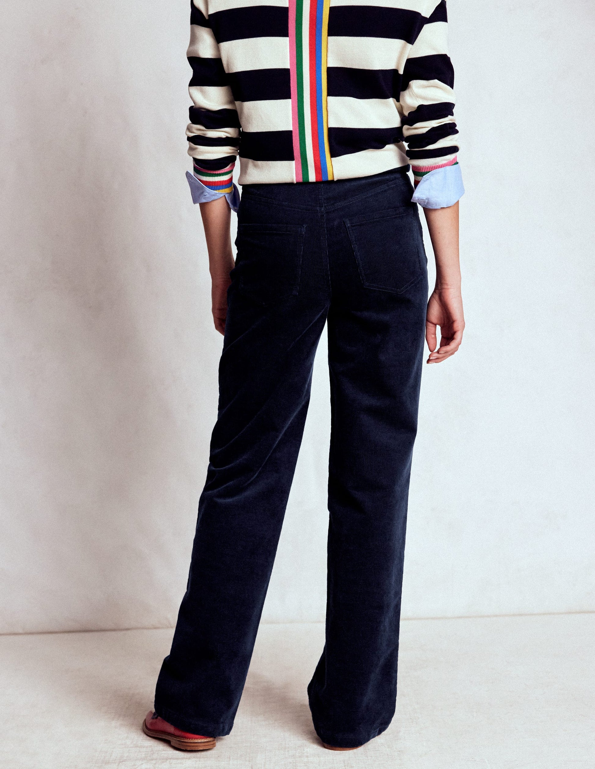 5-Pocket Cord Column Jeans-Navy-3