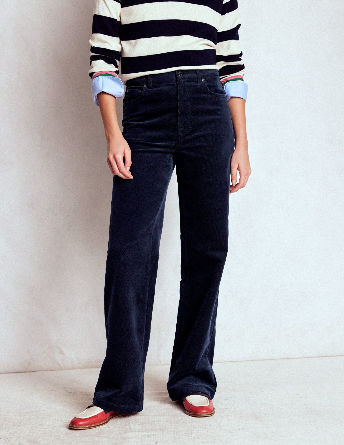 5-Pocket Cord Column Jeans-Navy