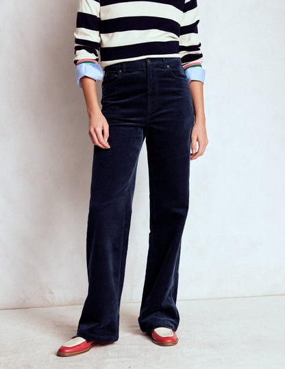 5-Pocket Cord Column Jeans-Navy-4