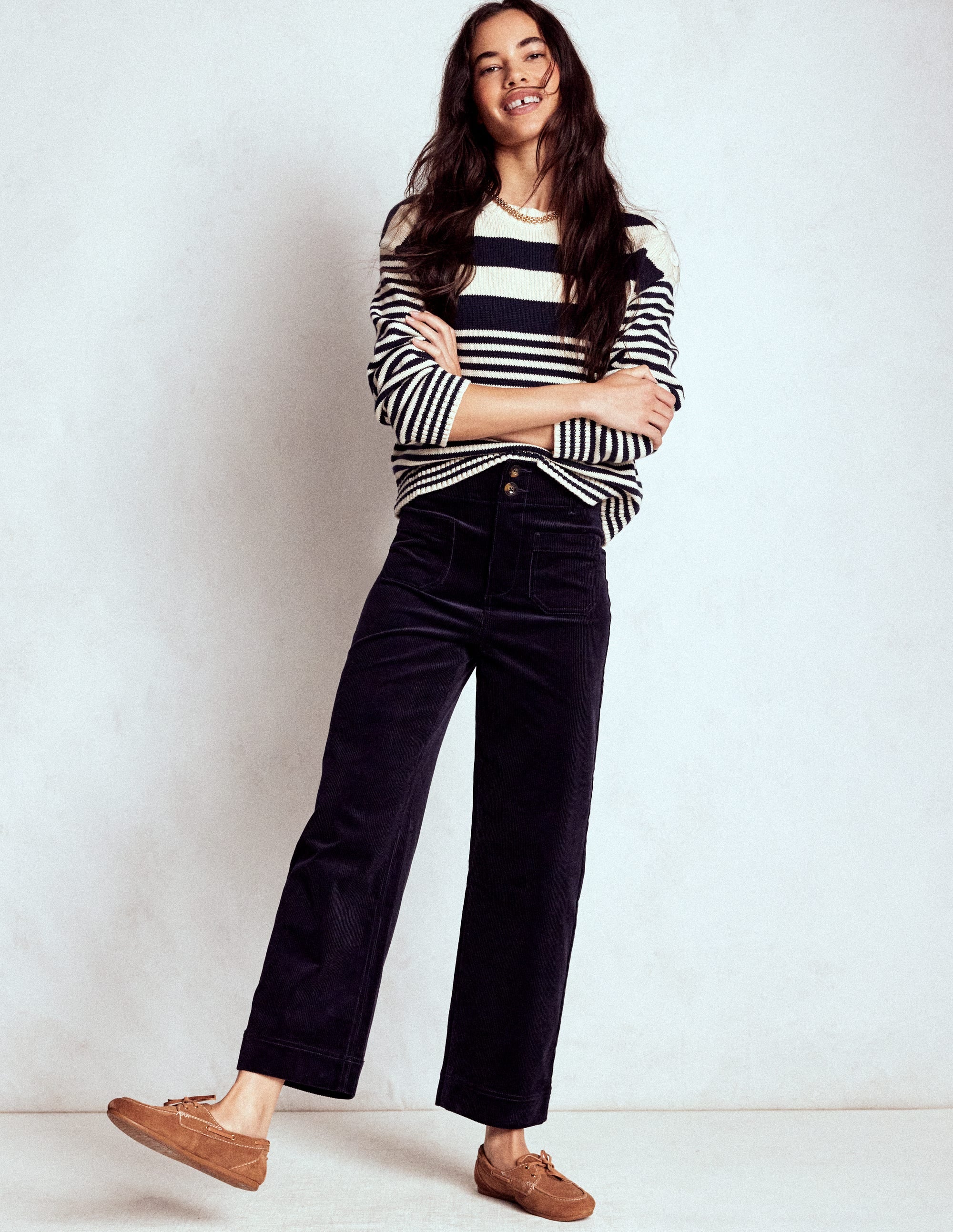 Primrose Cord Pants-Navy - Image 1