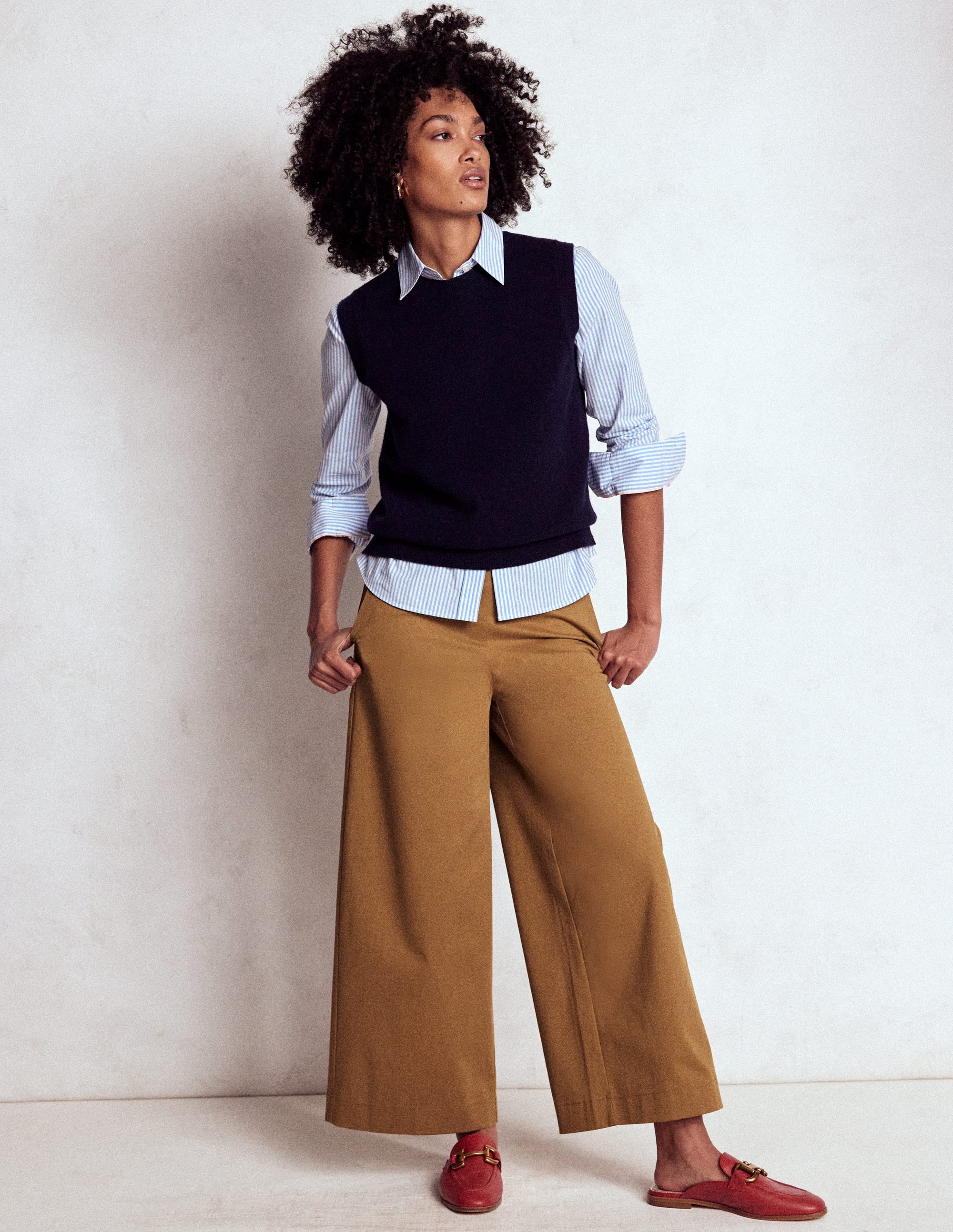 Pull-on Cropped Pants-Hazelnut Brown - Image 1