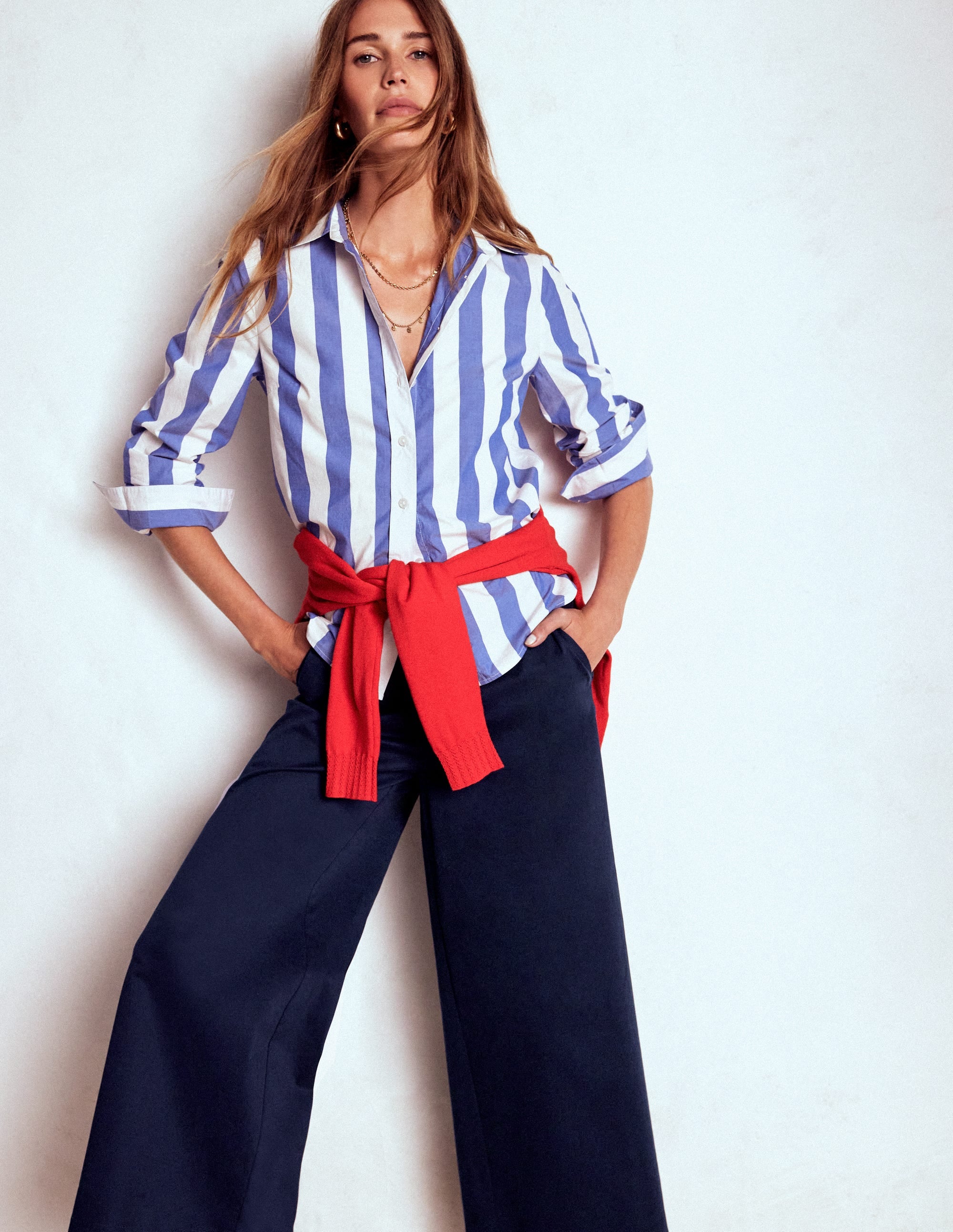 Pull-on Cropped Pants-Navy | Boden USA