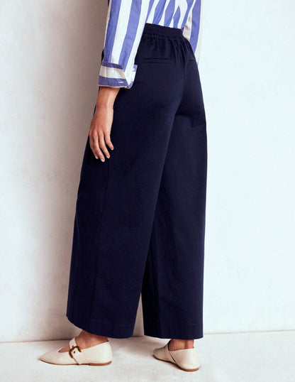 Pull-on Cropped Pants-Navy-4