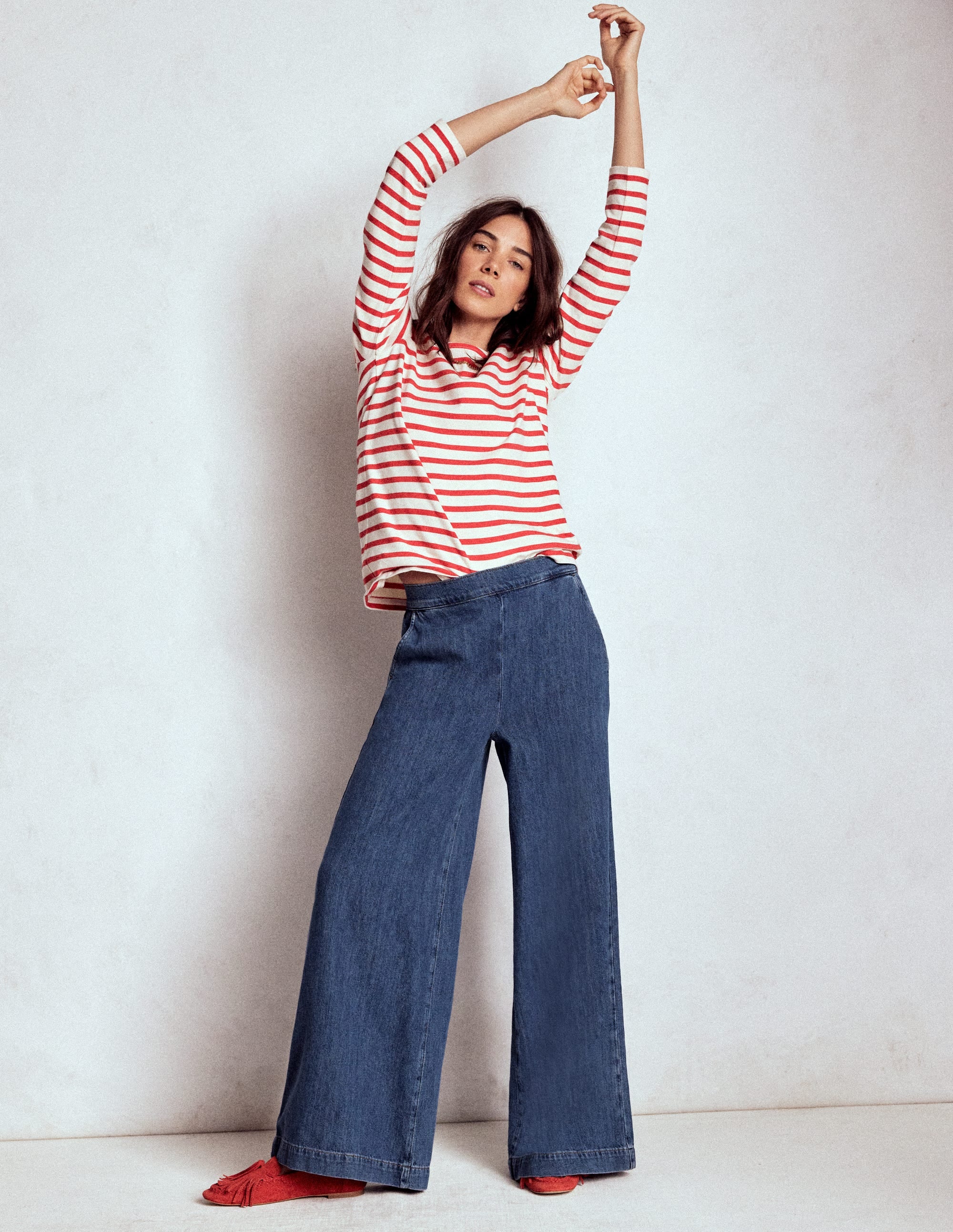 Pull-on Denim Pants-MID WASH - Image 1