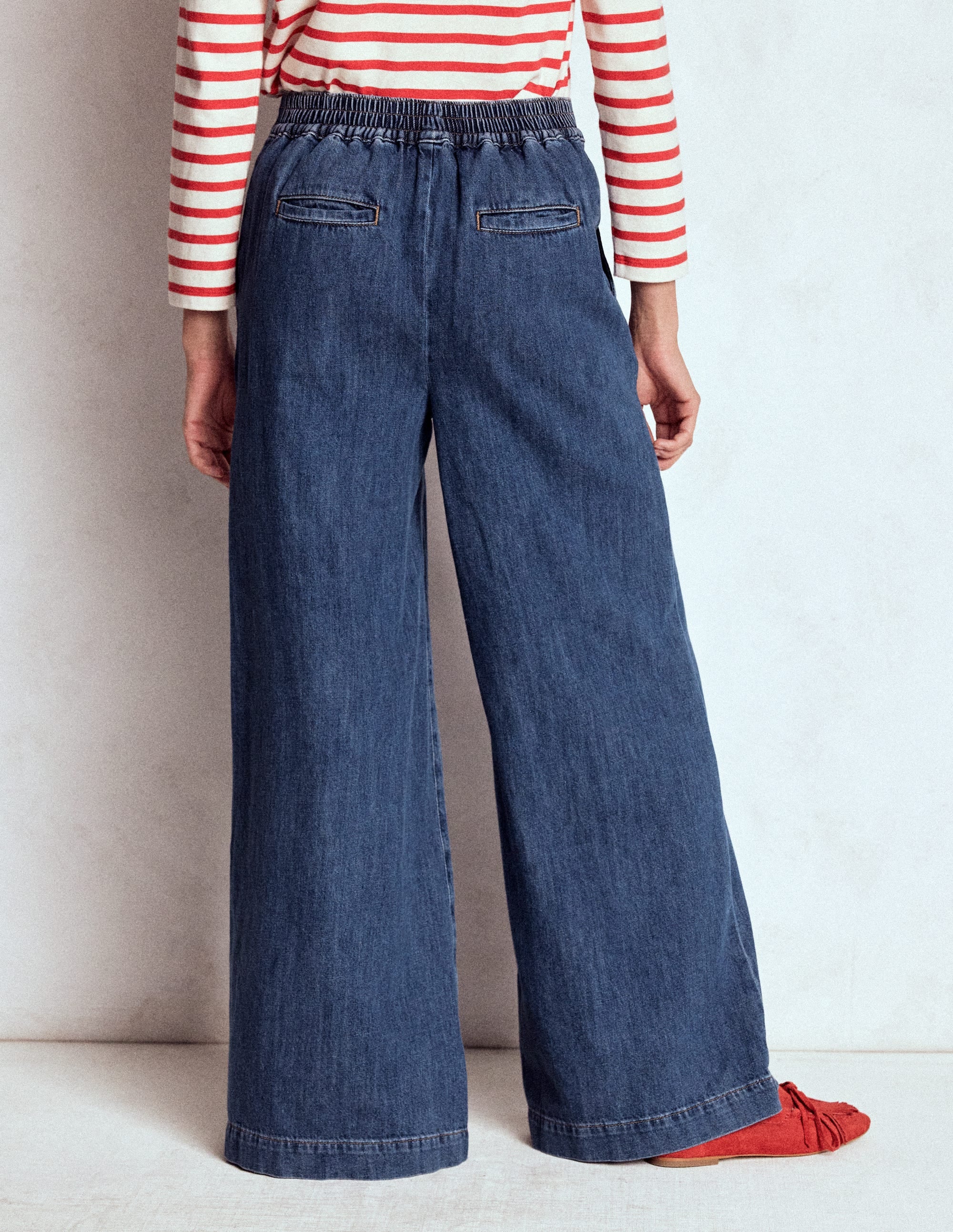 Pull-on Denim Pants-MID WASH - Image 3