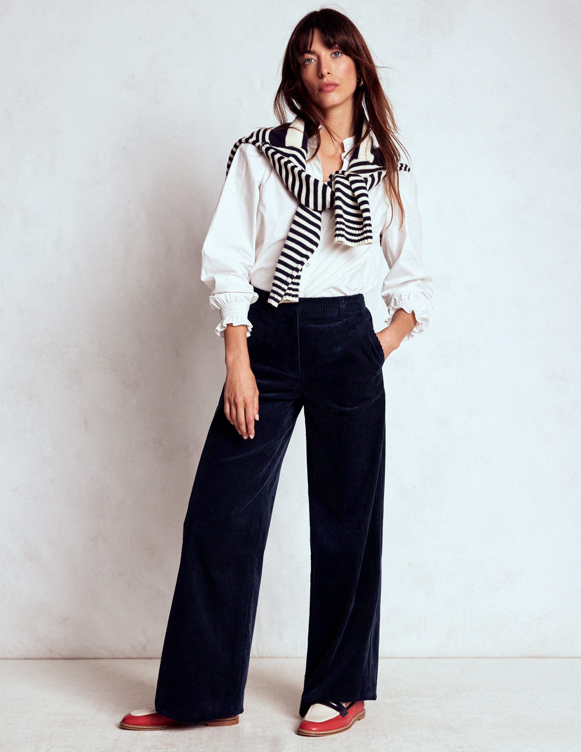 Belgravia Chunky Cord Pants-Navy - Image 1