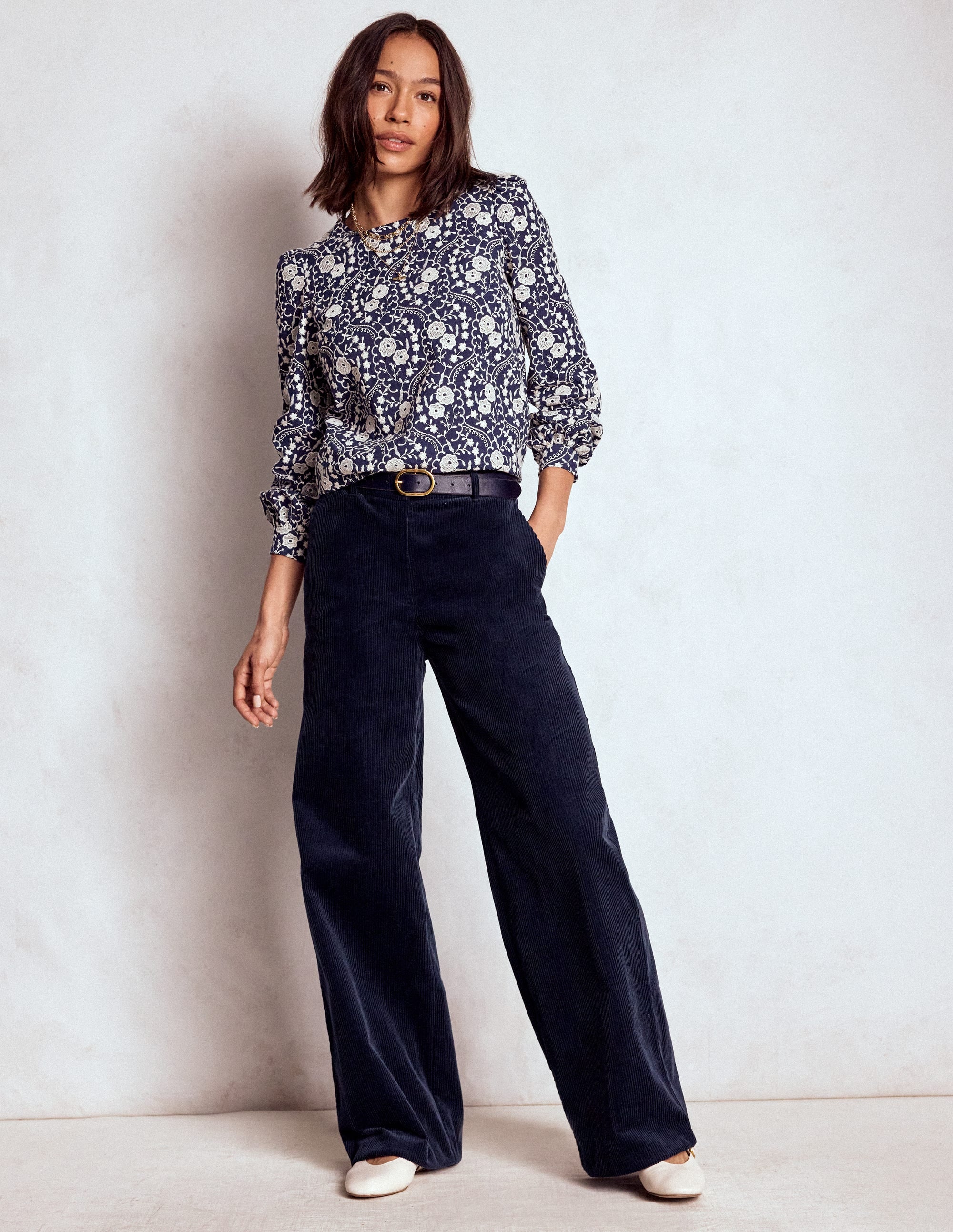 Belgravia Chunky Cord Pants-Navy - Image 5