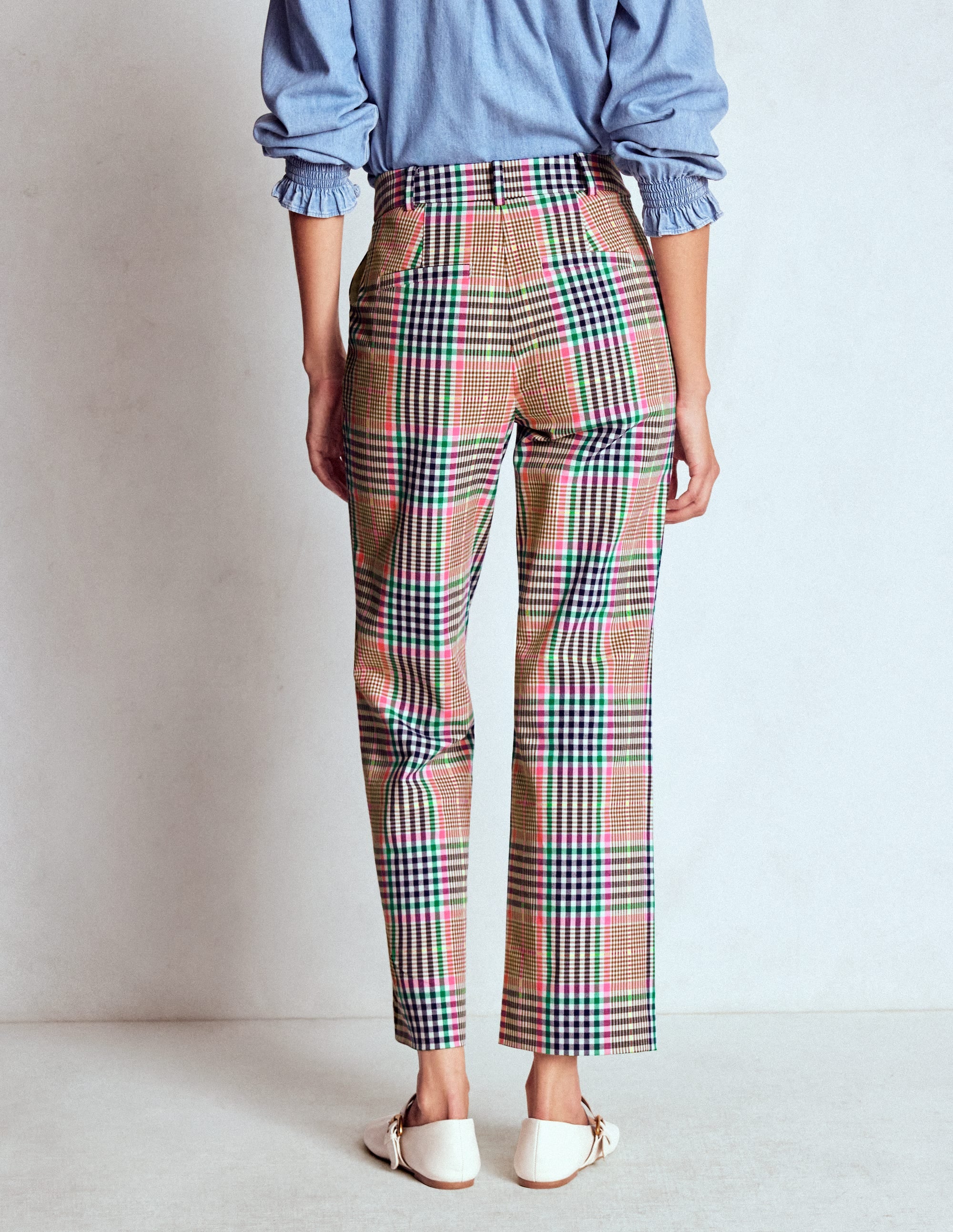 Canonbury Tailored Pants-Brown,Rose Pink and Navy Check - Image 3