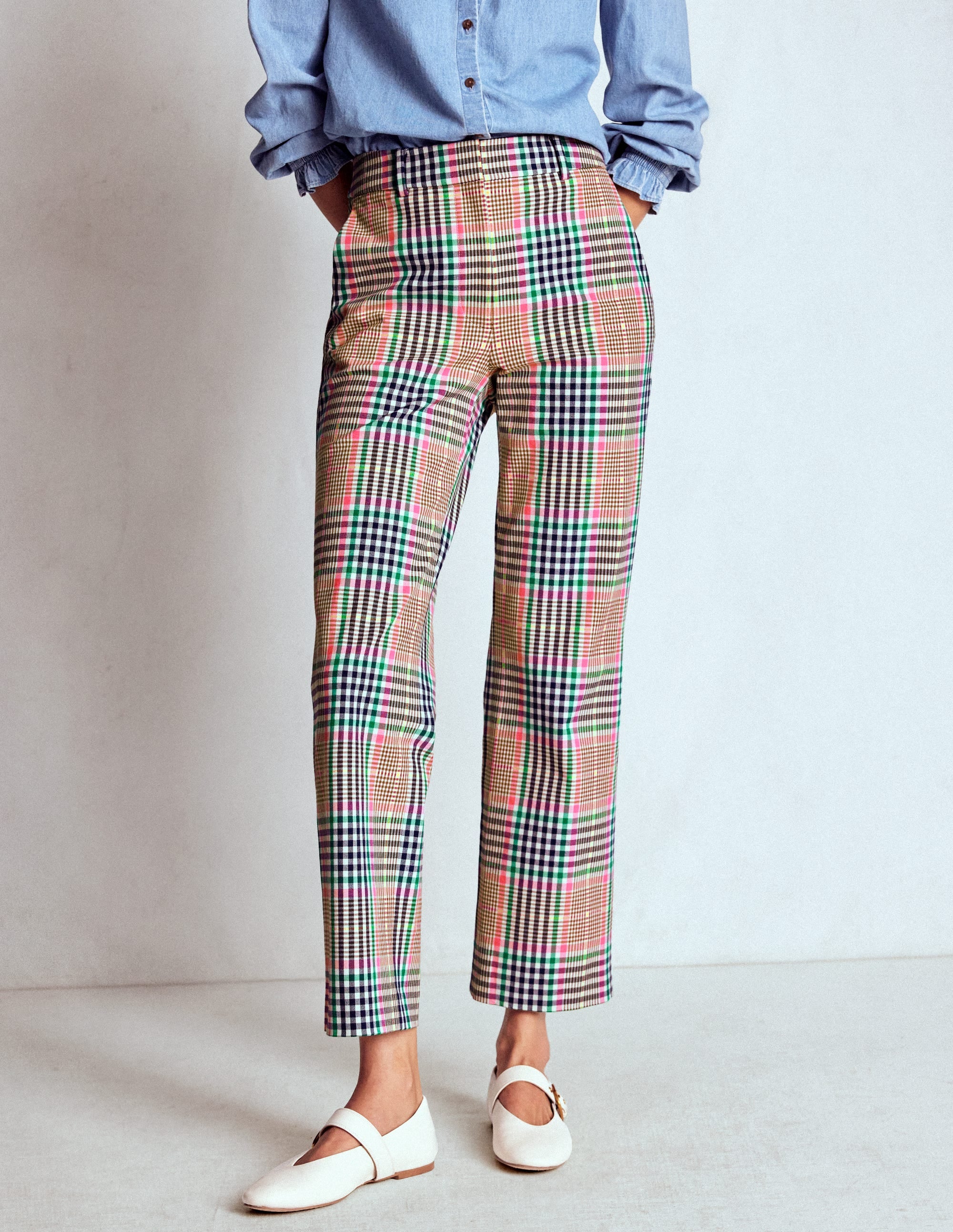 Canonbury Tailored Pants-Brown,Rose Pink and Navy Check - Image 4
