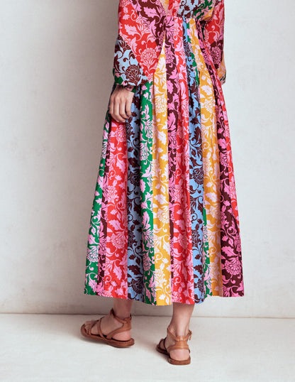 Valentina Poplin Midi Skirt-Floral, Ornate Vine Hotch-3