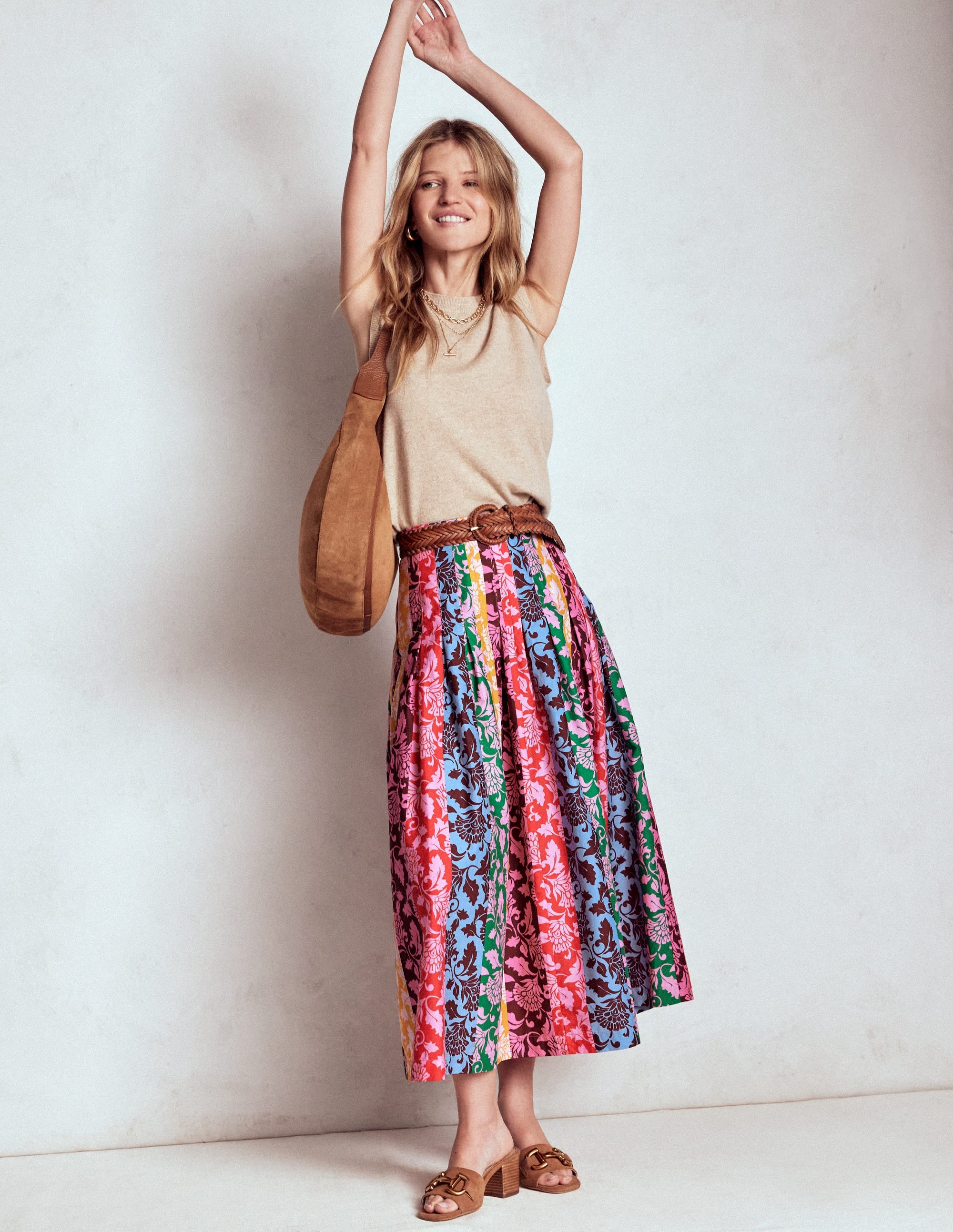 Valentina Poplin Midi Skirt-Floral, Ornate Vine Hotch - Image 5