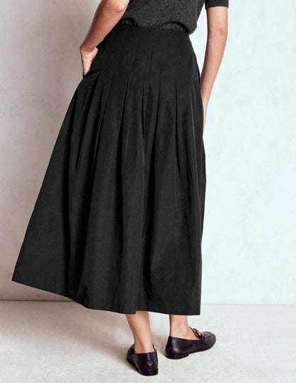 Valentina Taffeta Midi Skirt-Black-3