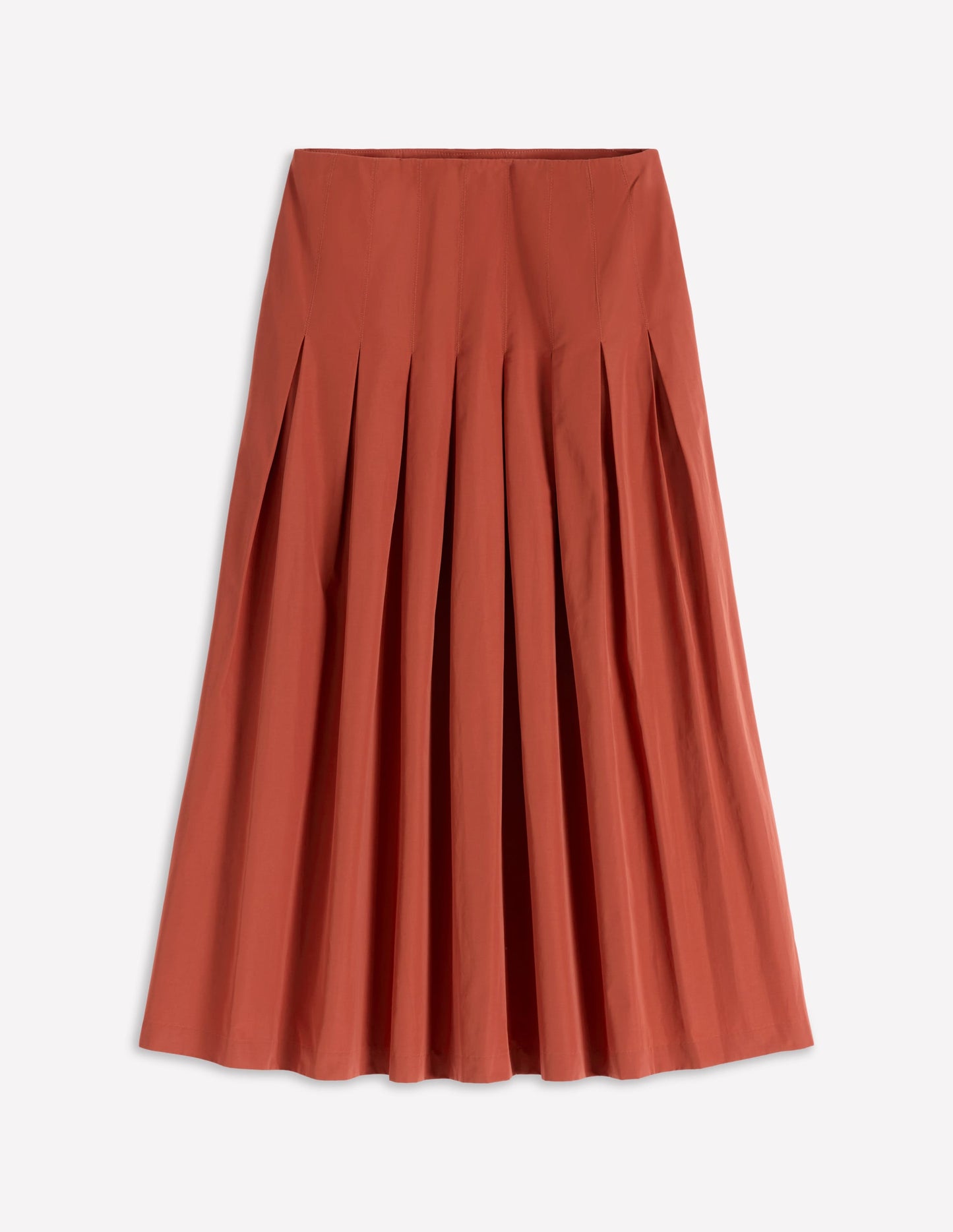Valentina Taffeta Midi Skirt-Roasted Chestnut Brown