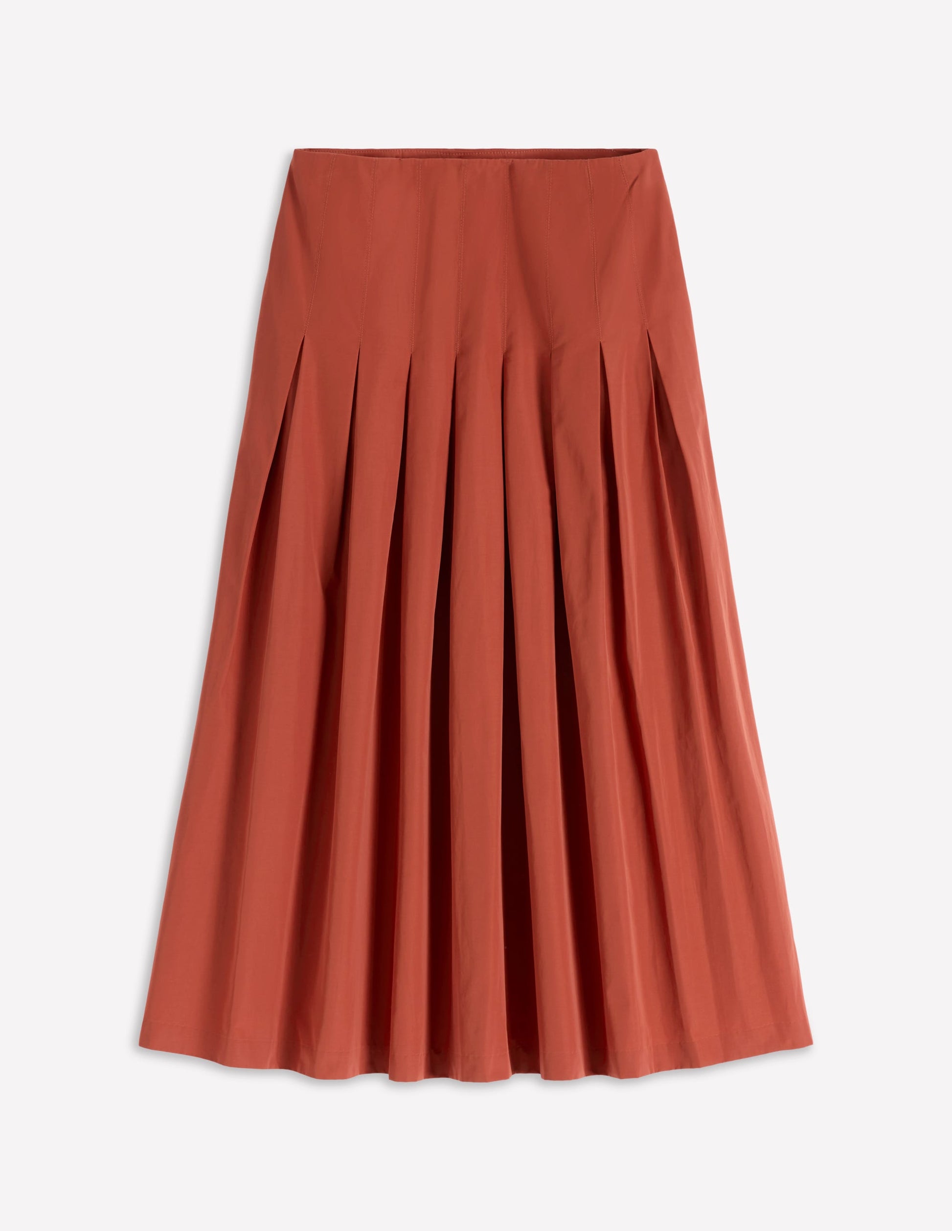 Valentina Taffeta Midi Skirt-Roasted Chestnut Brown-5