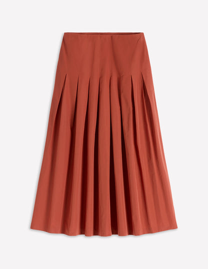 Valentina Taffeta Midi Skirt-Roasted Chestnut Brown-5