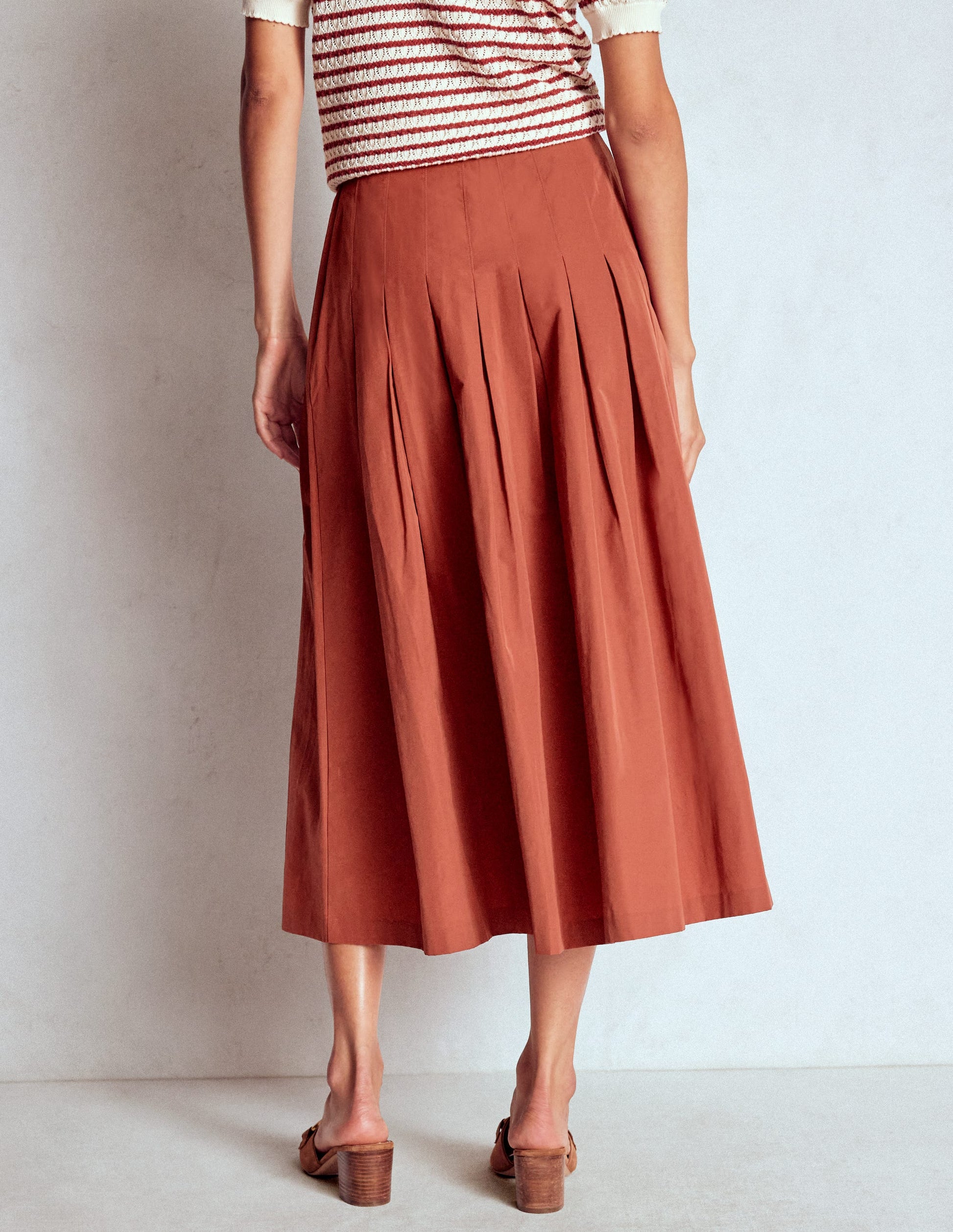 Valentina Taffeta Midi Skirt-Roasted Chestnut Brown-3