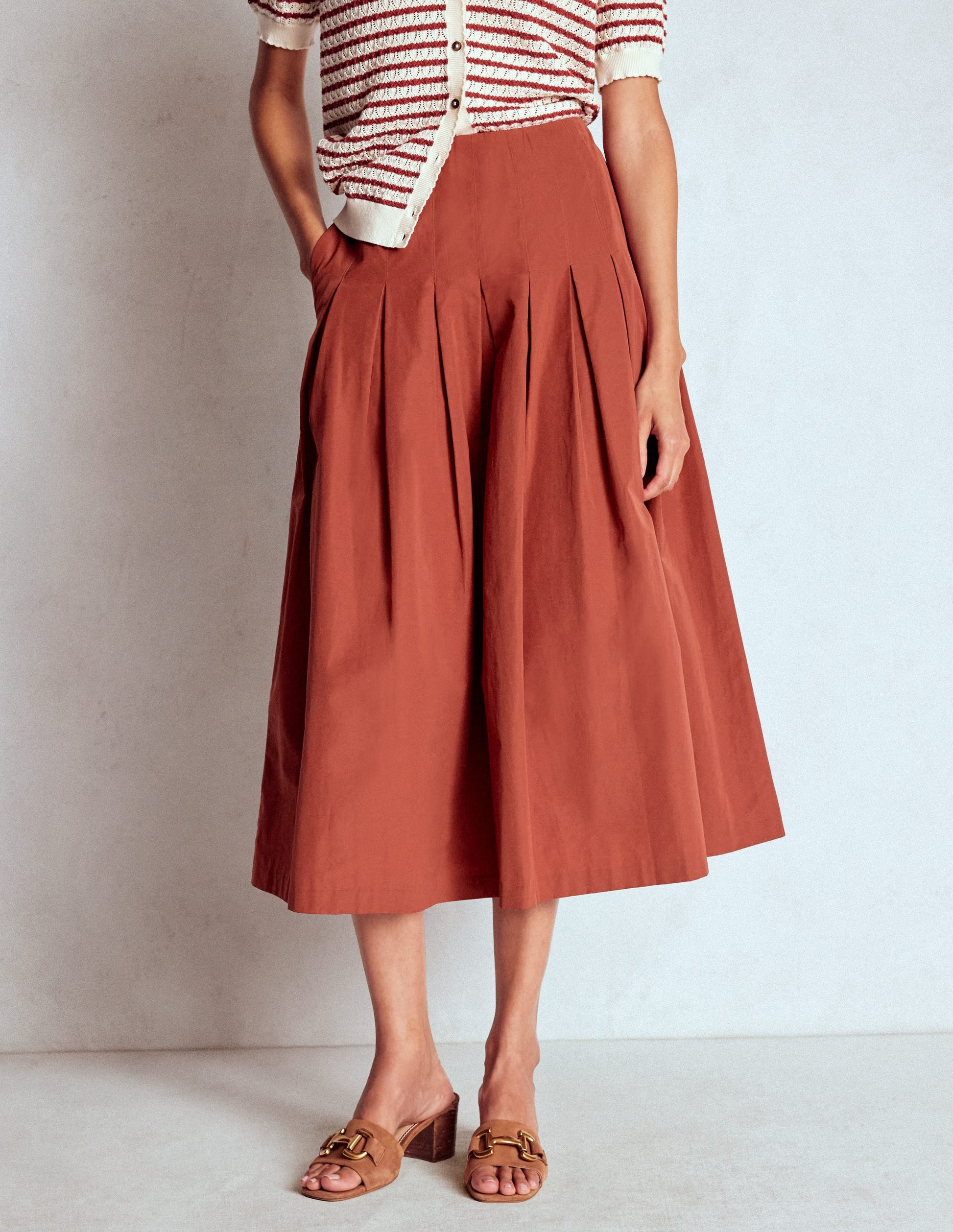 Valentina Taffeta Midi Skirt-Roasted Chestnut Brown-4