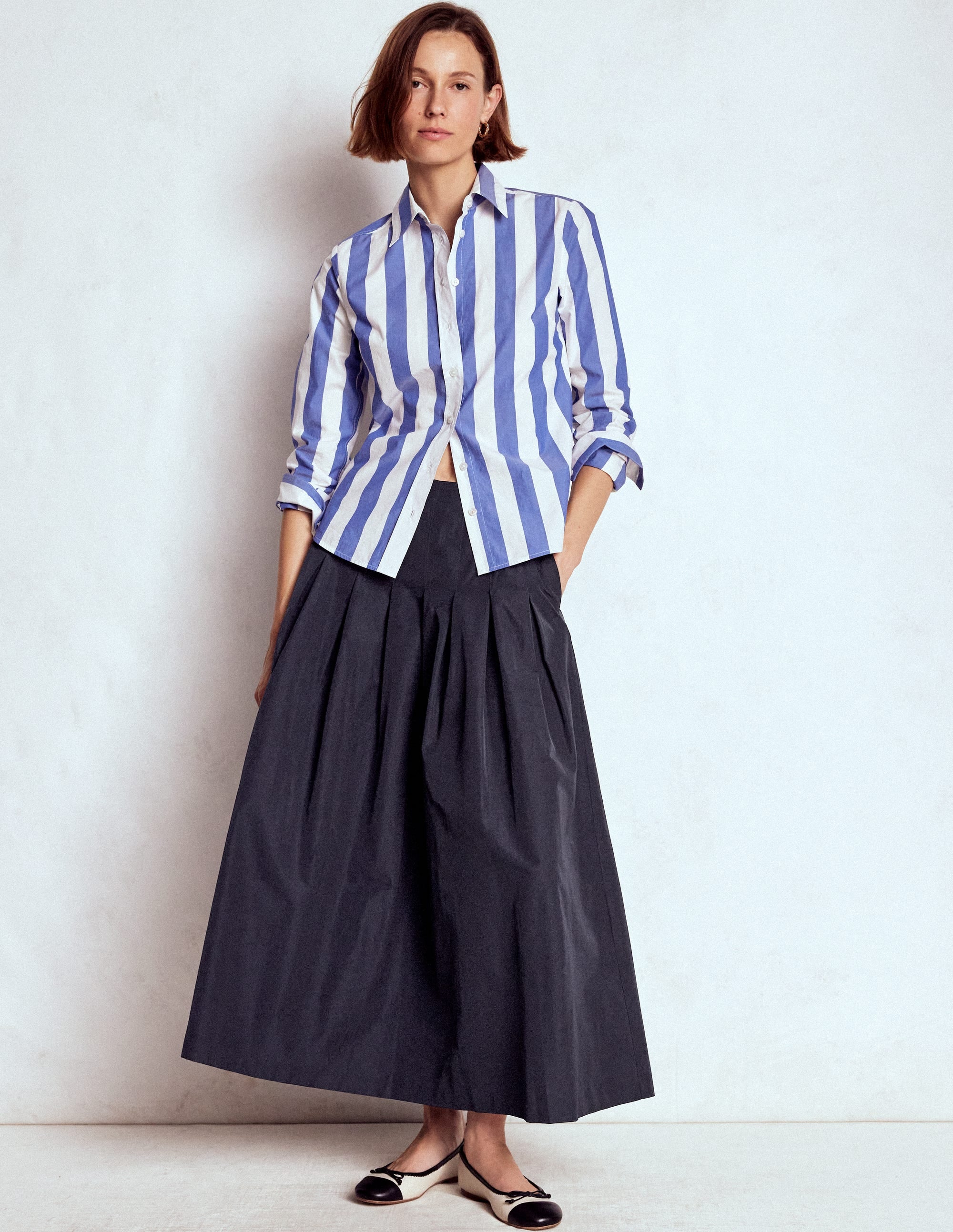 Valentina Taffeta Midi Skirt-Navy | Boden USA