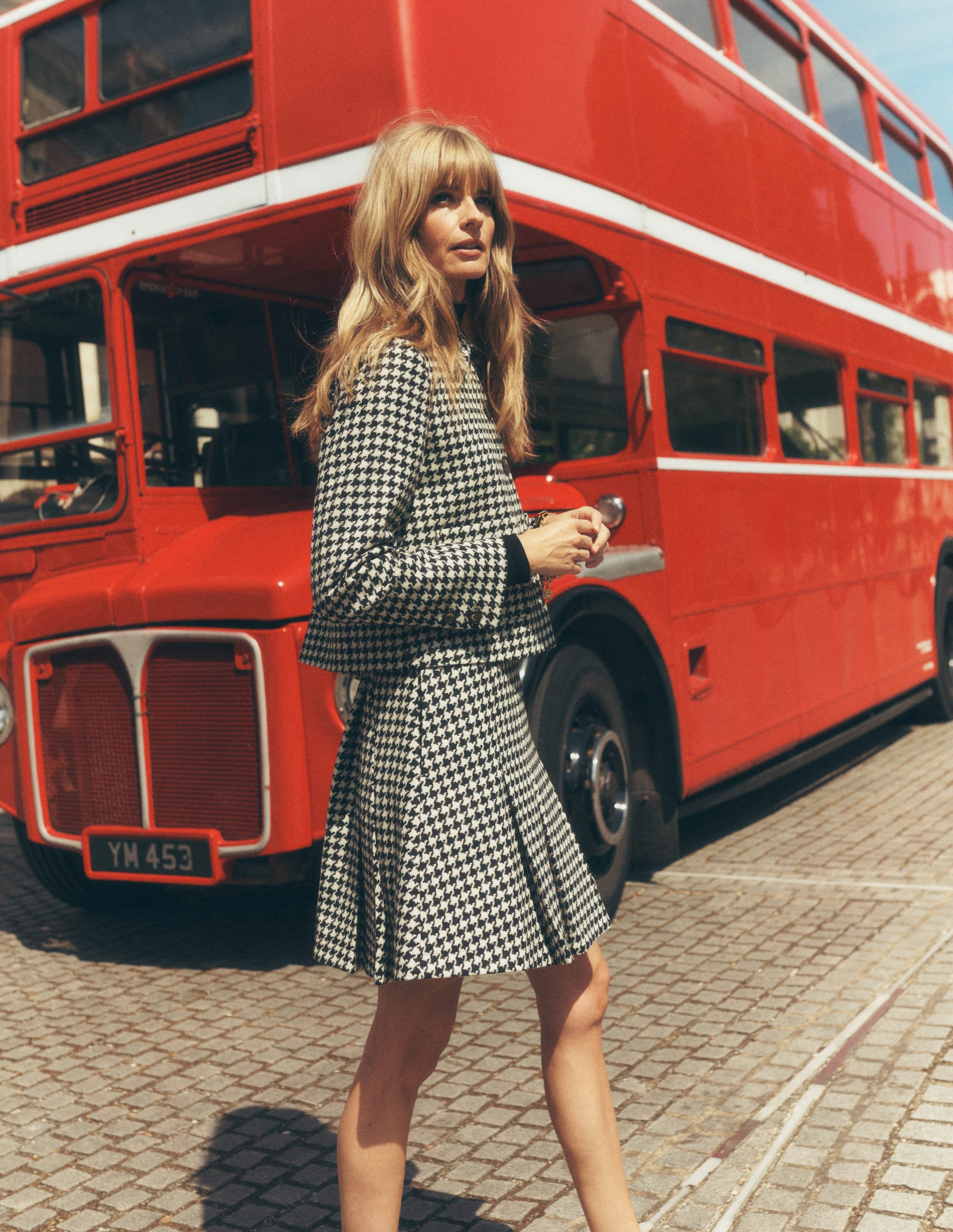 Flippy Wool Skirt-Black Dogstooth | Boden USA