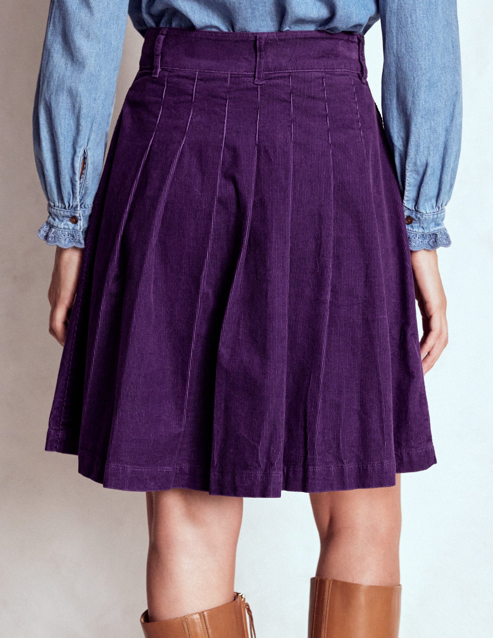 Pleated Cord Skirt-Mystic Purple-3