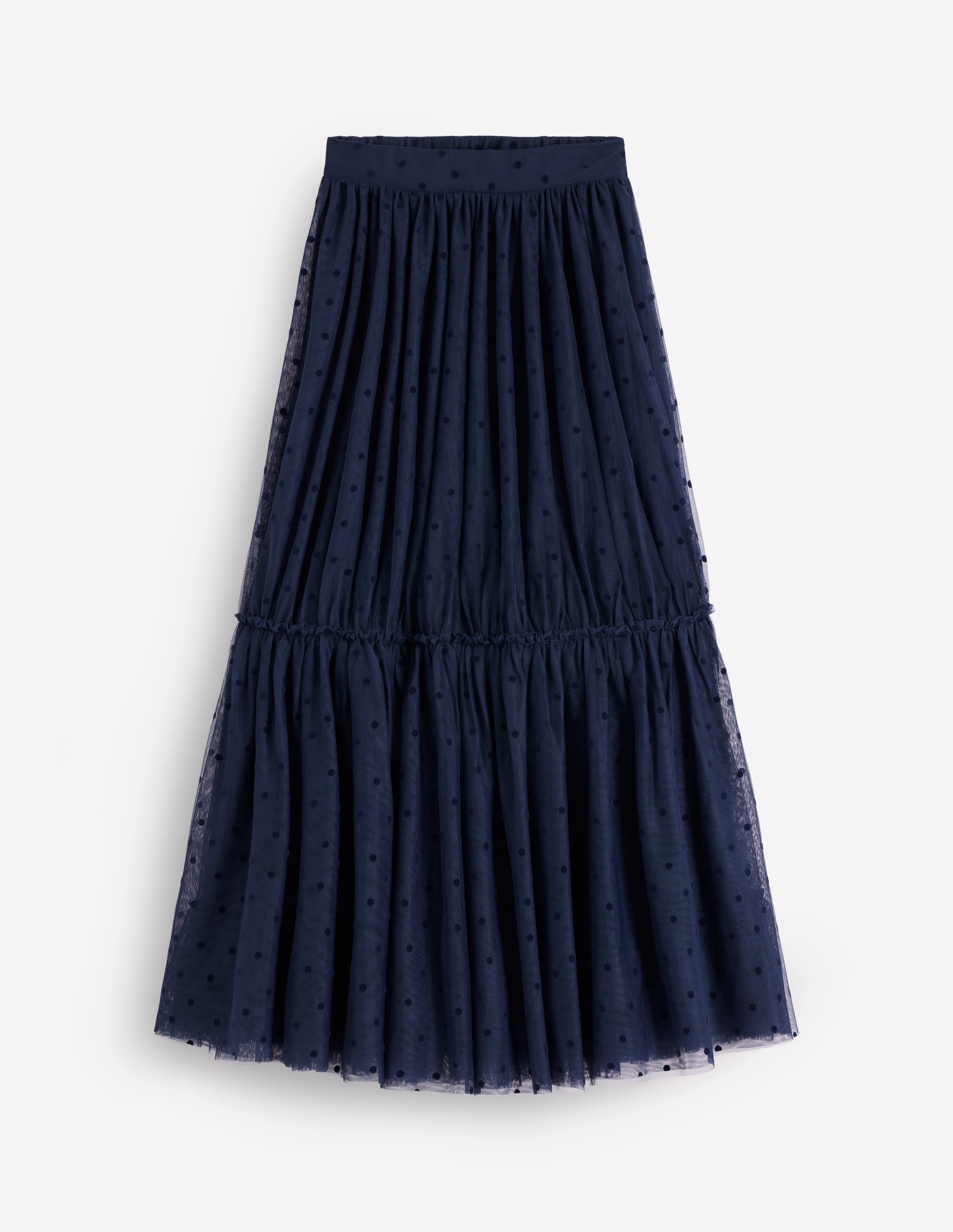 Anna Tulle Midi Skirt-Navy Flocked Spot | Boden USA