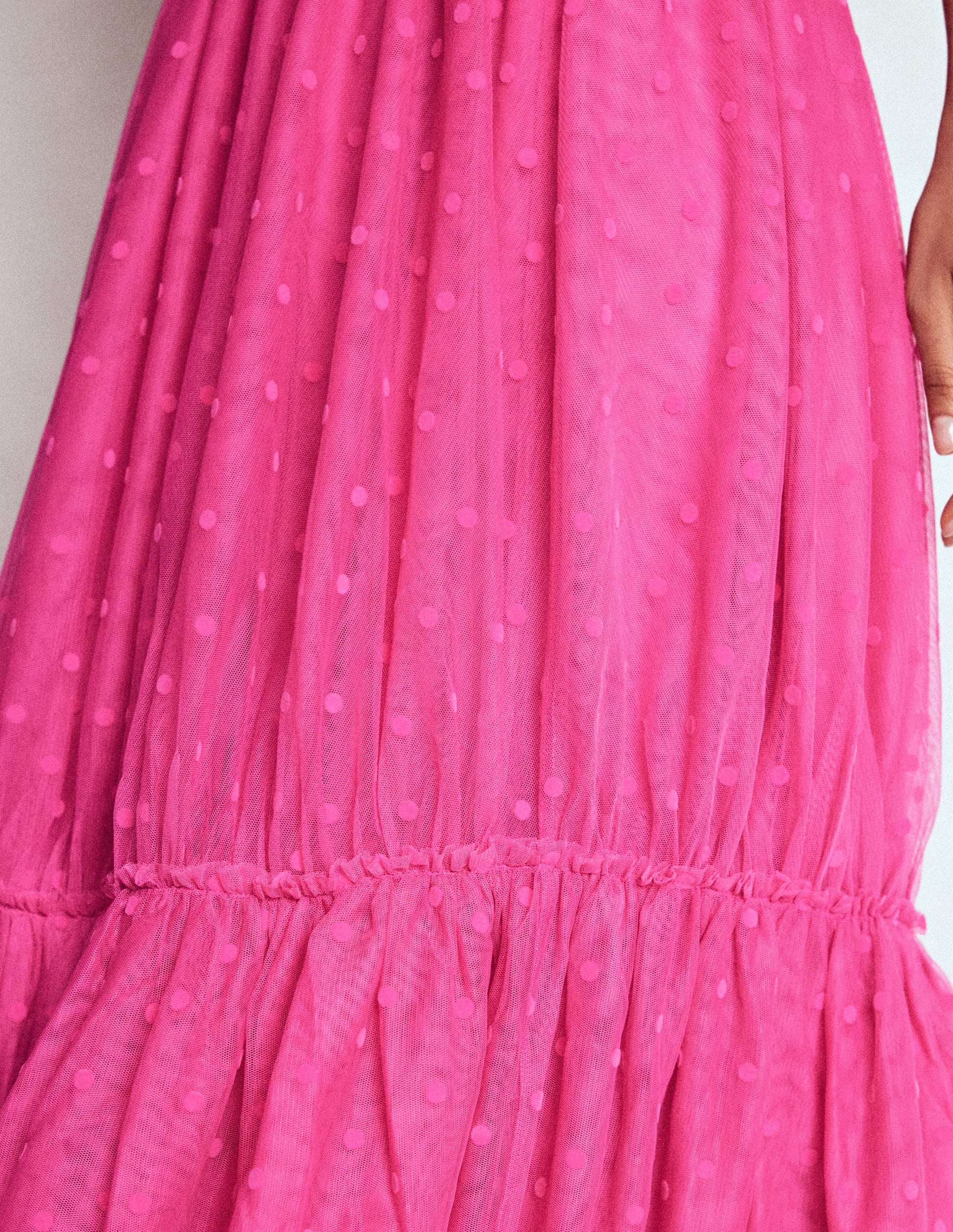 Anna Tulle Midi Skirt-Pink Flocked Spot-2