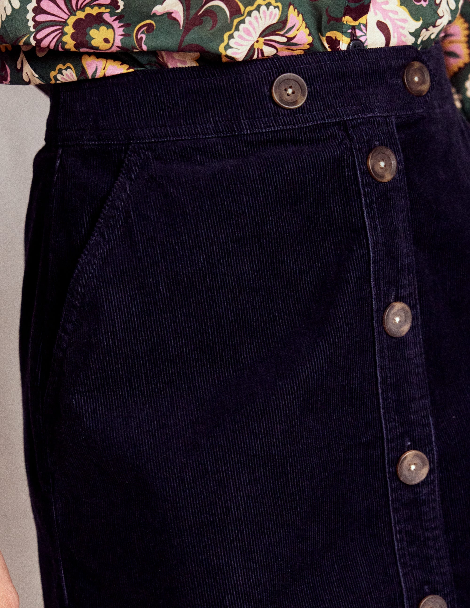 Cecelia Cord Skirt-Navy - Image 2