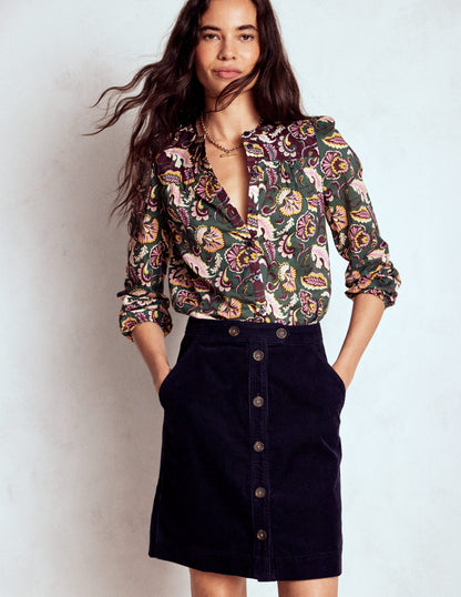 Cecelia Cord Skirt-Navy-4