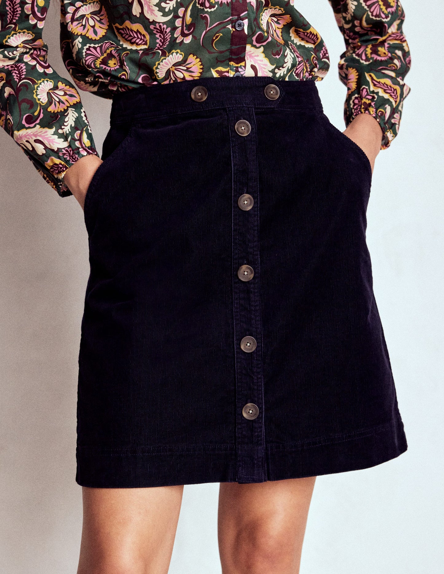 Cecelia Cord Skirt-Navy