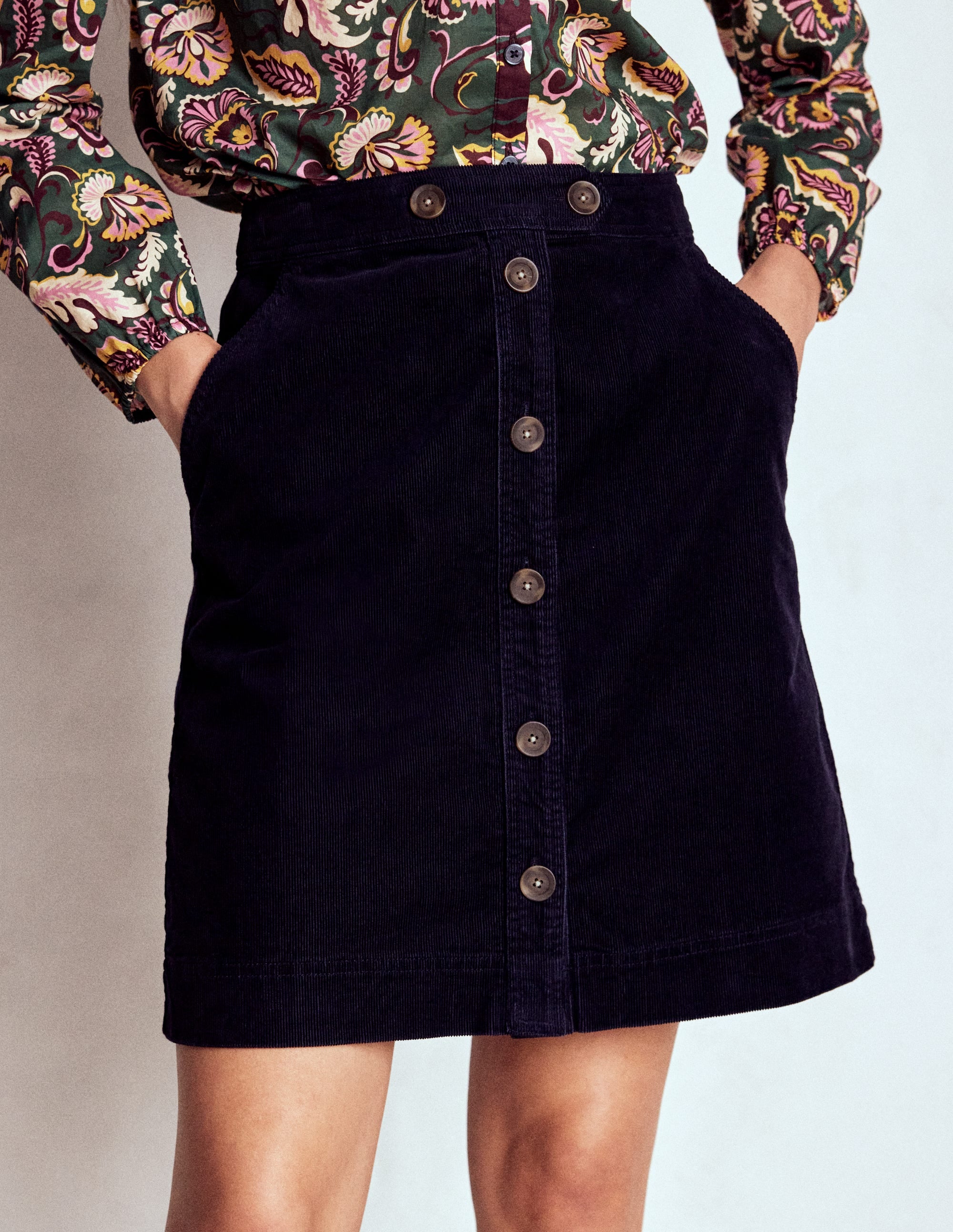 Cecelia Cord Skirt-Navy - Image 5