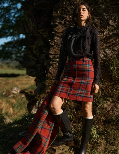 Cecelia Wool Skirt-Red, Blue and Green Check-5