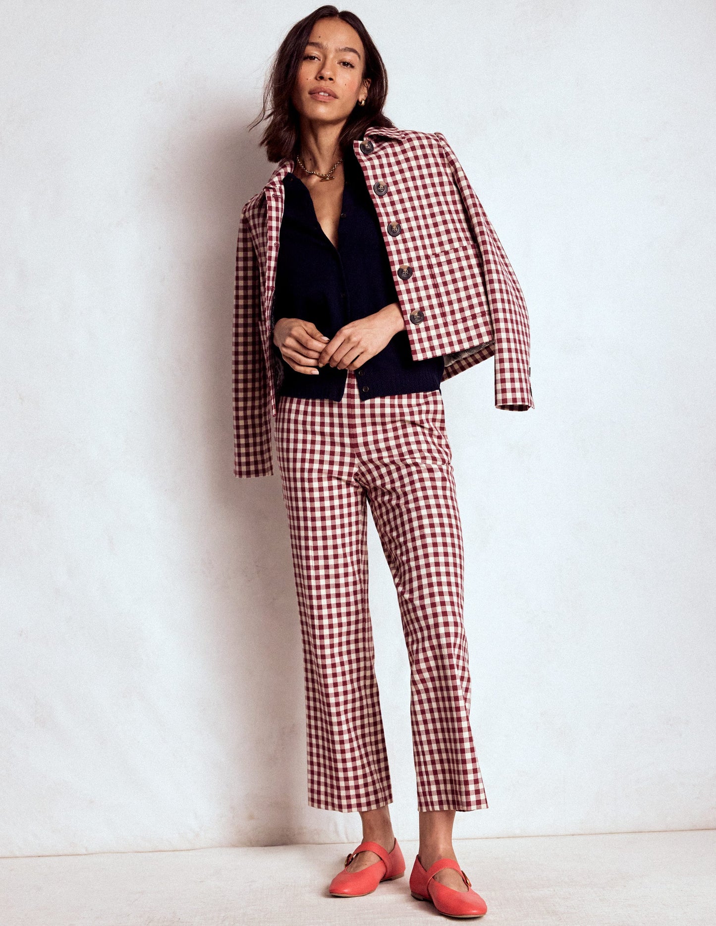 Smart 7/8 Pants-Chestnut Gingham