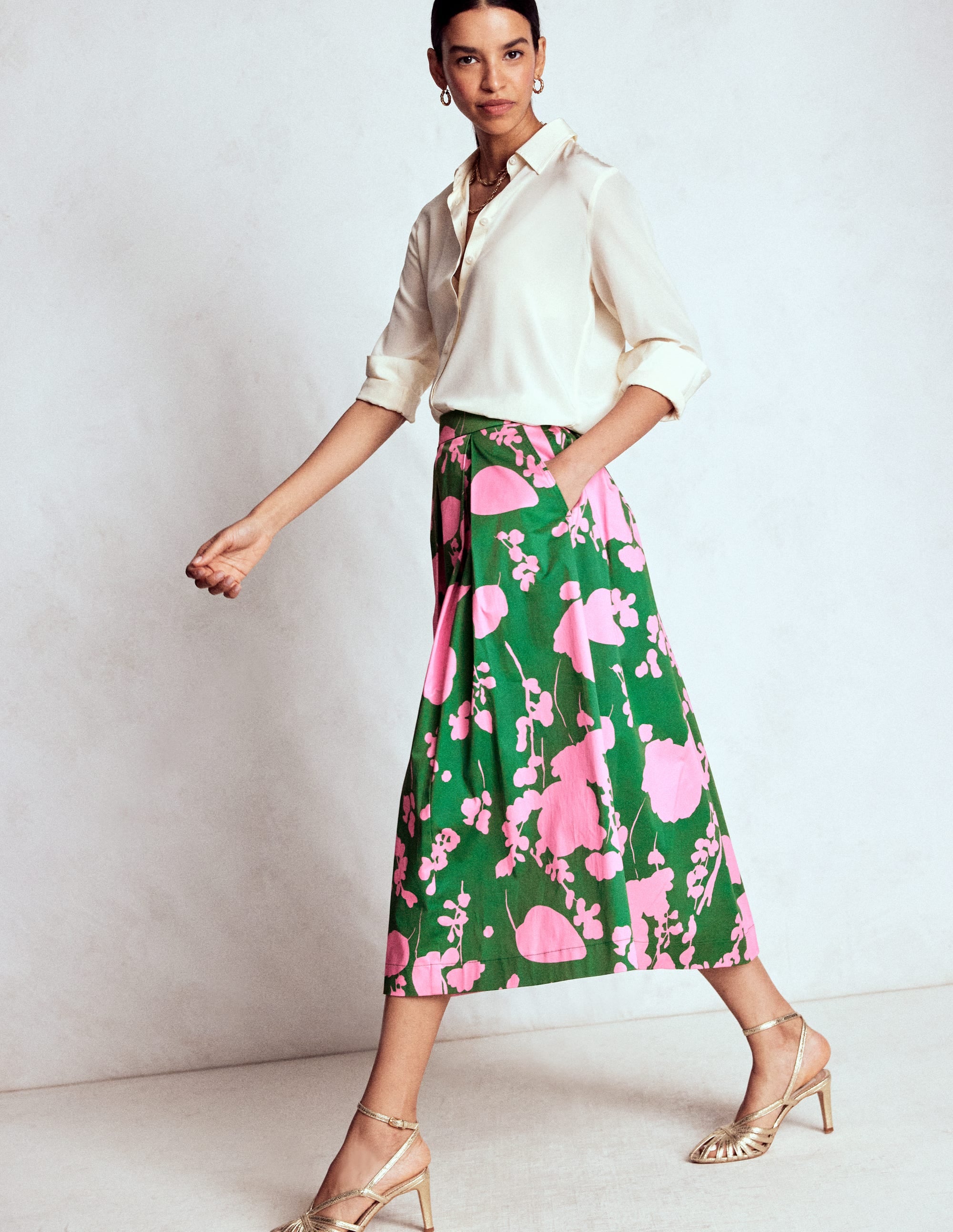 Verity  cotton Sateen Skirt-Amazon, Dainty Sprigs - Image 1