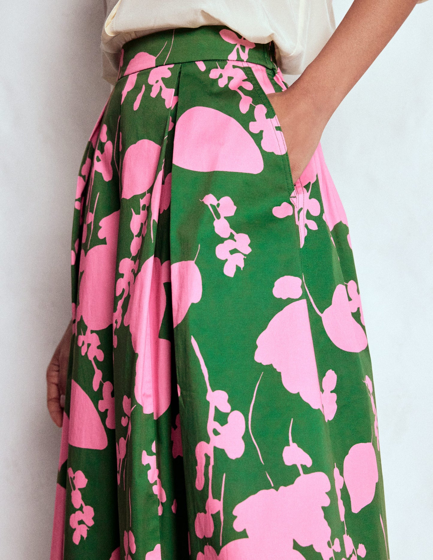 Verity Cotton Midi Skirt-Amazon, Dainty Sprigs