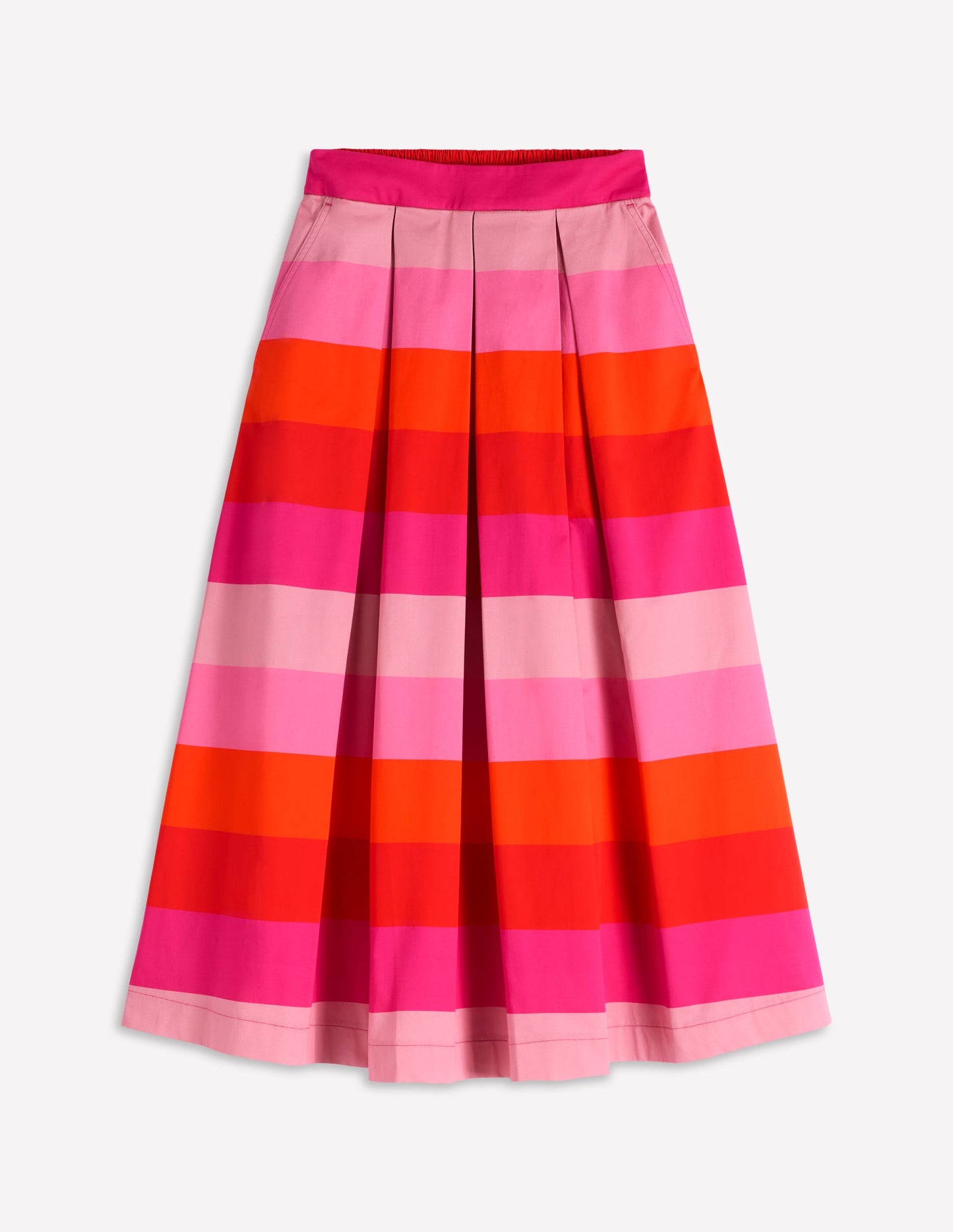 Verity Cotton Midi Skirt-Pink Tonal Multistripe