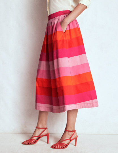 Verity Cotton Midi Skirt-Pink Tonal Multistripe-5