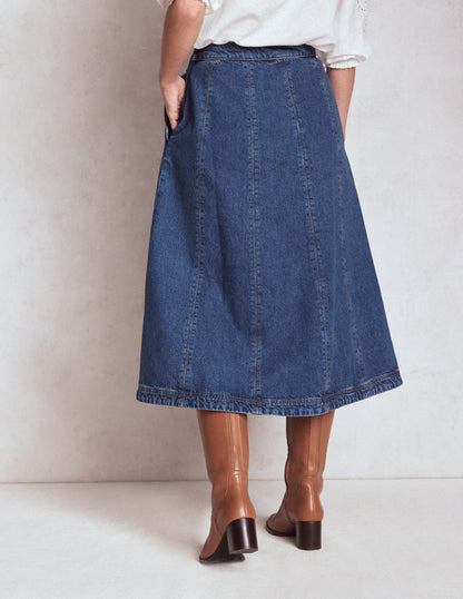 Joy Panelled Denim Skirt-Mid Wash-3