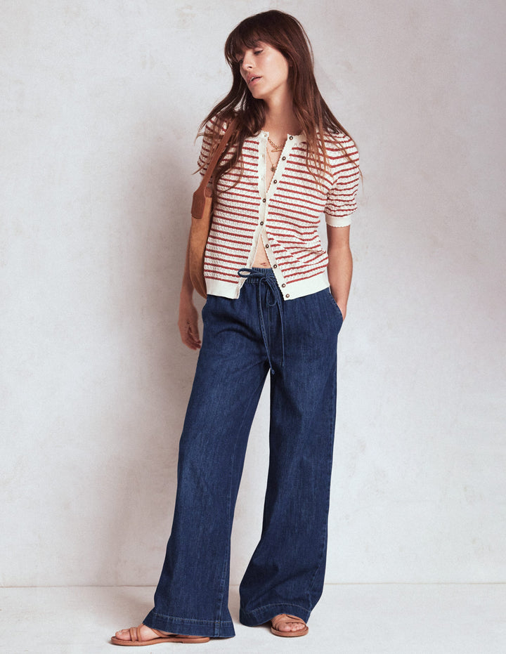 Drawcord Denim Pants-MID WASH