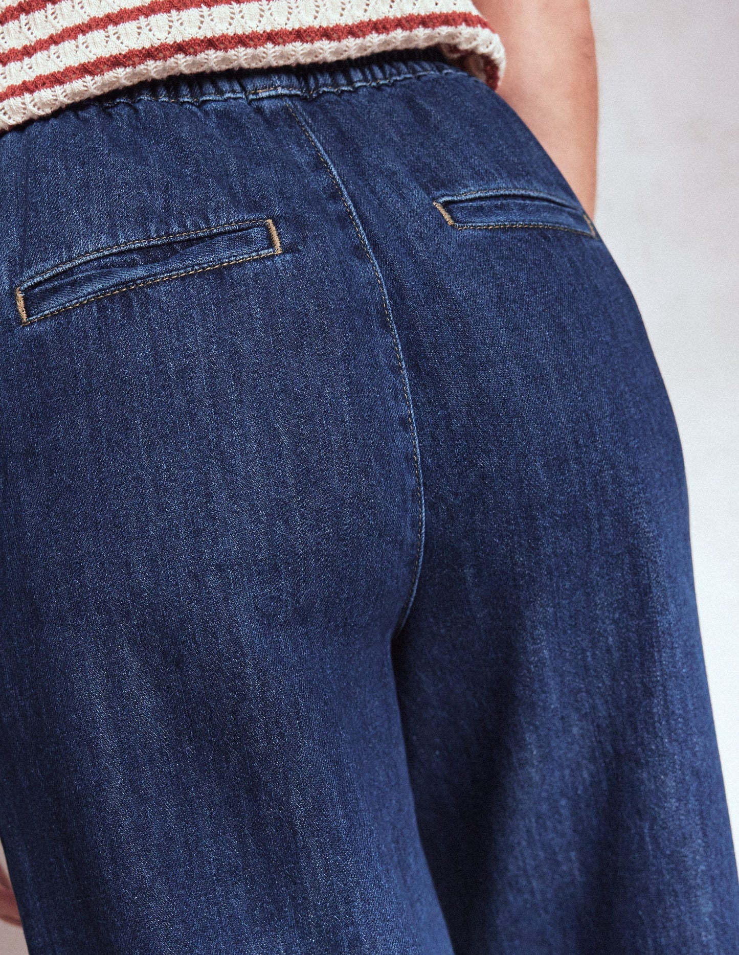 Drawcord Denim Pants-MID WASH