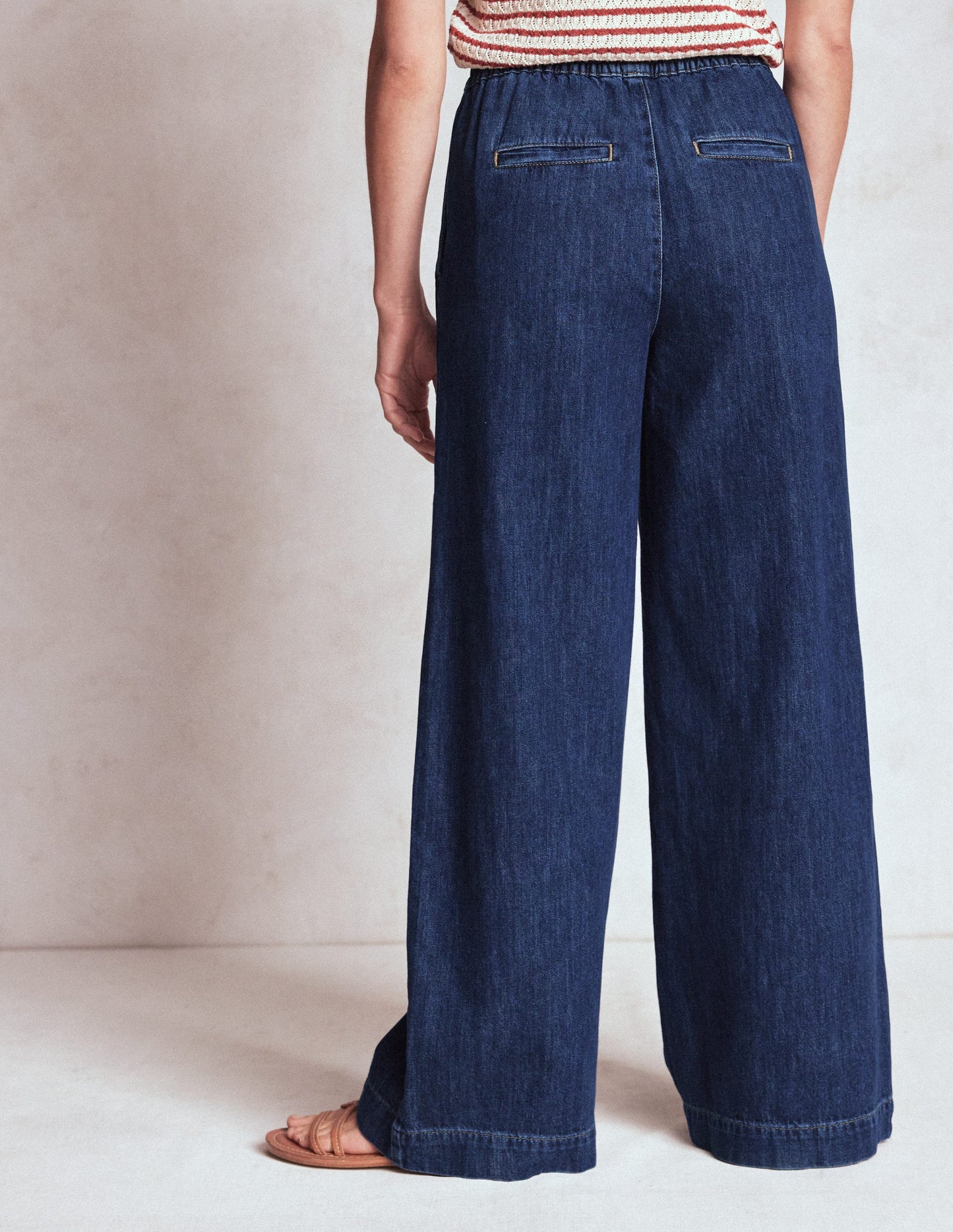 Drawcord Denim Pants-MID WASH