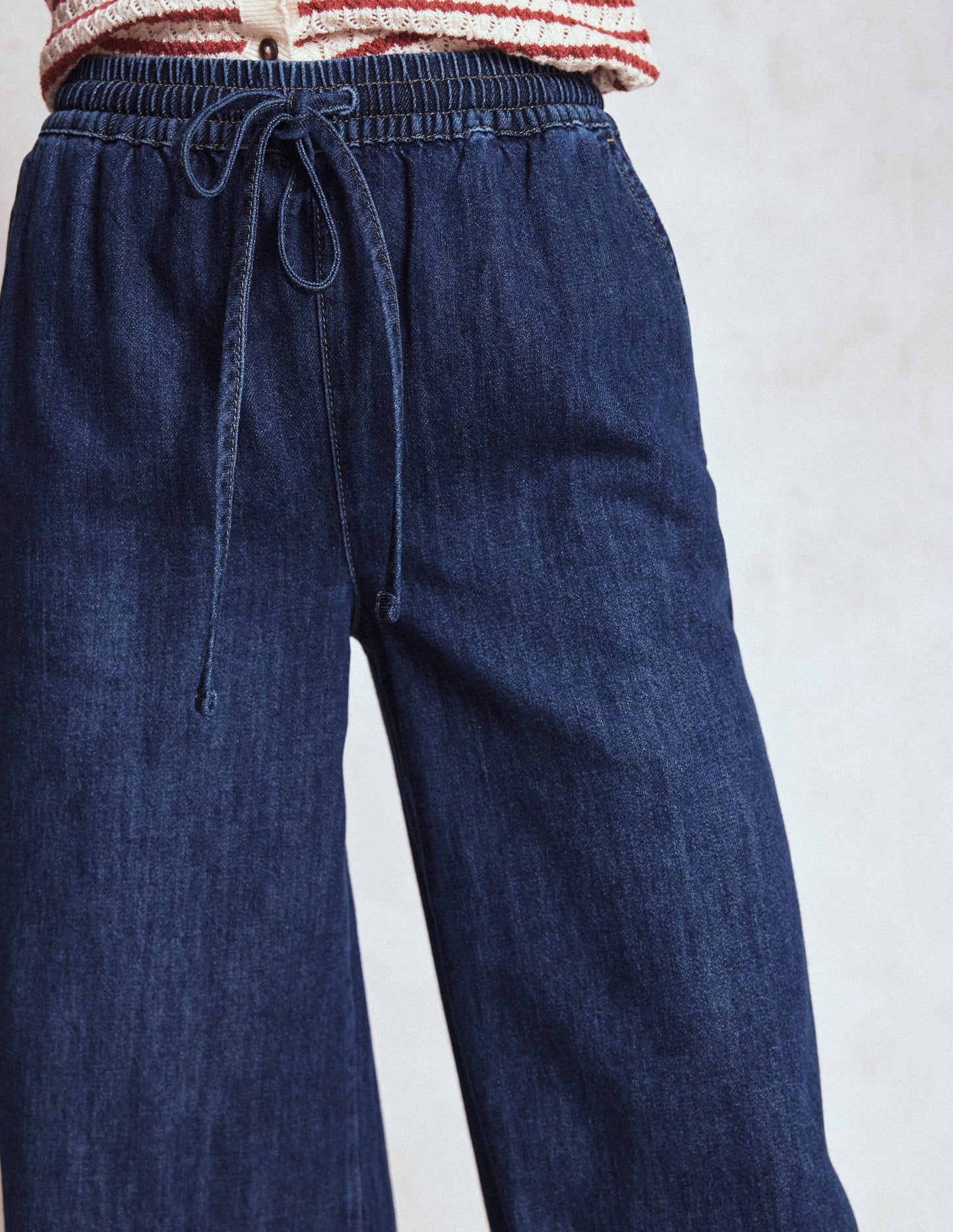 Drawcord Denim Pants-MID WASH