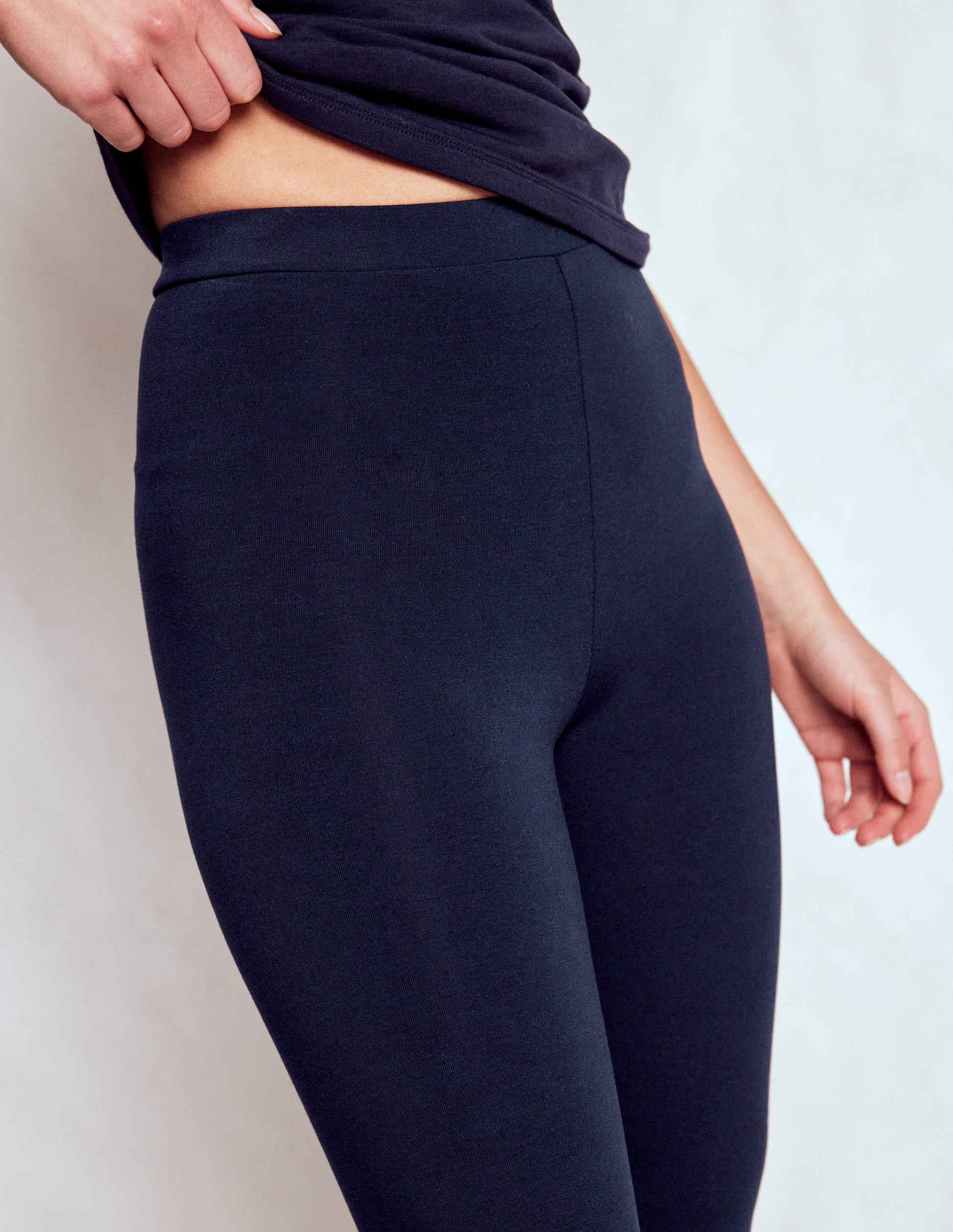 High Rise Jersey Leggings-Navy-2