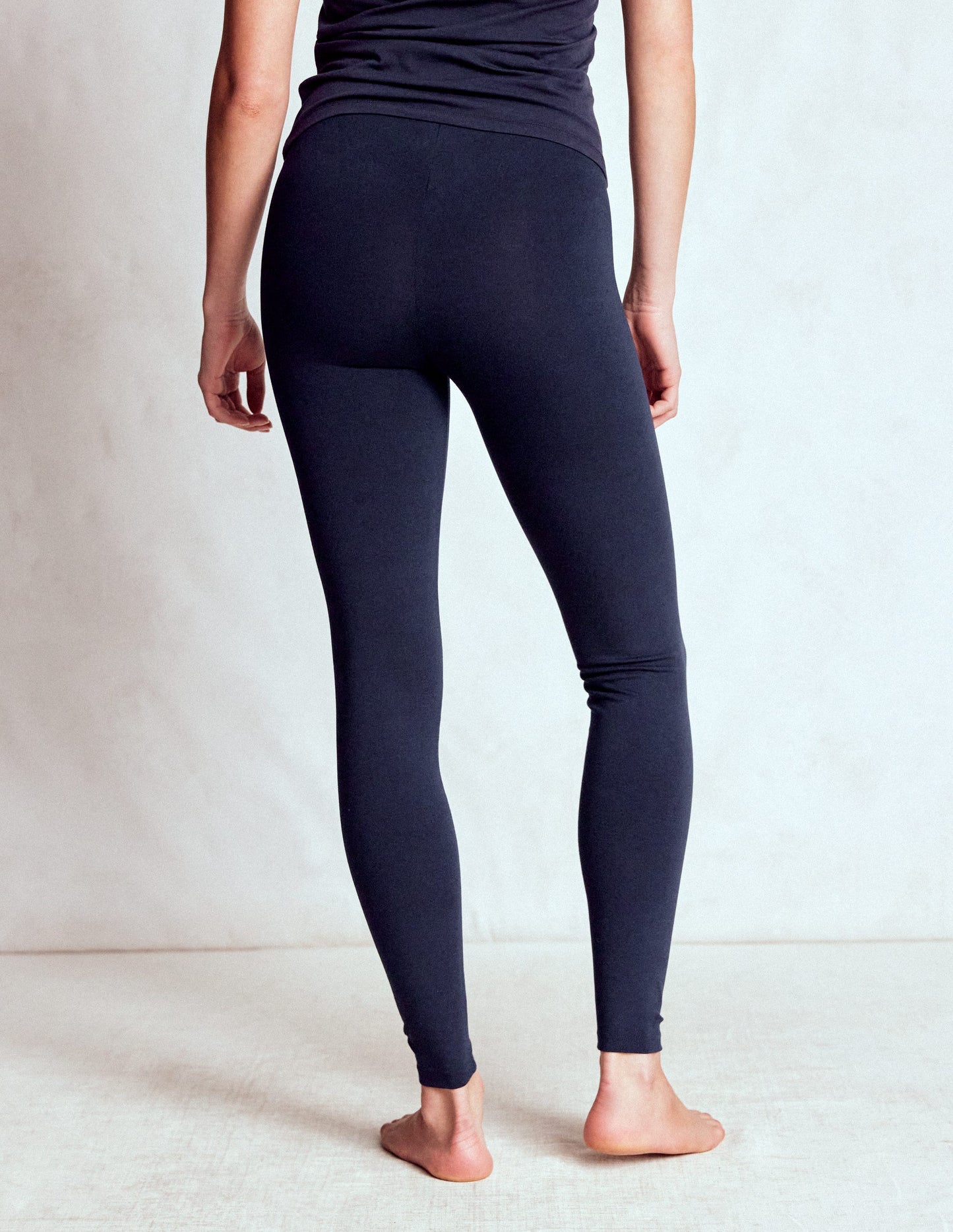 High Rise Jersey Leggings-Navy