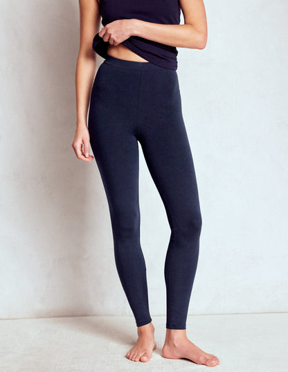 High Rise Jersey Leggings-Navy-4